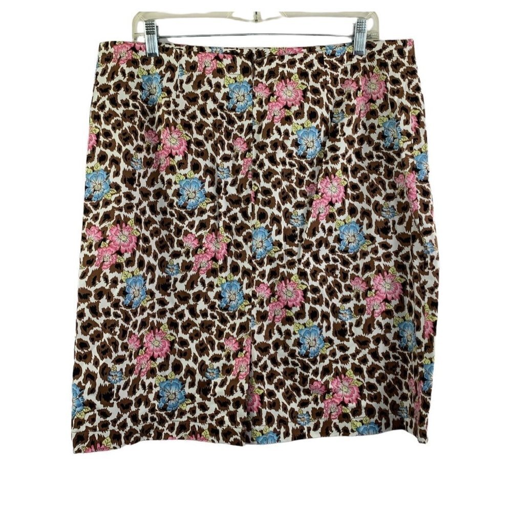 Nicole Miller Women's Short Brown Floral Skirt - Picture 2 of 6